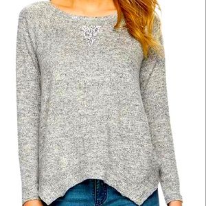Juicy Couture Women’s XS (M) Heather Gray Crystal Emblem Sweater